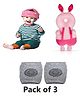 Numum Baby safety Combo of Baby Helmet and Baby Head Protector with knee pads (Pink star and Pink Rabbit protector and Knee pads) (pack of 3)( color and design may vary)