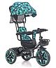 Baby Tricycle With Fordable Canopy Cushioned Seat Storage Basket & Parental Push Handle - Aqua Blue