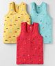 Simply Sinker Knit Sleeveless Vests with Vehicle & Space Print Pack of 3 - Red Yellow & Light Blue