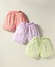 Simply Sinker Knit Knee Length Shorts With Butterfly & Rainbow Print Pack Of 3 - Lilac & Light Green
