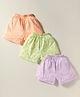 Simply Sinker Knit Knee Length Animal & Birds Printed Shorts Pack Of 3 - Lilac Light Green & Peach