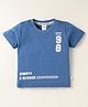 Simply Sinker Knit Half Sleeves T-Shirt with Text Print - Blue