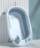 Babyhug Foldable Baby Bath Tub with Drain Plug | Compact Fold and Travel Friendly| Non-slip Base| Smooth Rounded Edges| Shampoo Rinse Cup - Light Blue