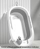 Babyhug Foldable Baby Bath Tub with Drain Plug | Compact Fold and Travel Friendly| Non-slip Base| Smooth Rounded Edges| Shampoo Rinse Cup - Grey
