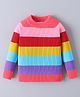 Mark & Mia Cotton Full Raglan Sleeves Striped Pullover Sweater - Multi Colour