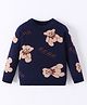 Mark & Mia Viscose Full Sleeves Pullover Sweater With Bear Design - Navy Blue