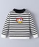 Mark & Mia Viscose Full Sleeves Striped Pullover Sweater With Cartoon Design - Black & White