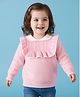 Mark & Mia Viscose Full Sleeves Pull Over Sweater With Frill Detailing - Pink