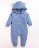 Mark & Mia Viscose Full Sleeves Solid Coloured Hooded Winter Wear Romper With Applique - Light Blue