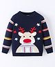 Mark & Mia Viscose Full Sleeves Pullover Sweater With Christmas Theme Design - Navy Blue