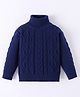 Mark & Mia Viscose Full Sleeves Pullover Sweater With Turtle Neck & Cable Knit Design - Navy Blue