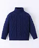 Mark & Mia Viscose Full Sleeves Pullover Sweater With Turtle Neck & Cable Knit Design - Navy Blue