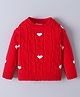 Mark & Mia Viscose Full Sleeves Pullover Sweater With Cable Knit Design - Red