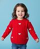 Mark & Mia Viscose Full Sleeves Pullover Sweater With Cable Knit Design - Red