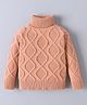Mark & Mia Viscose Full Sleeves Pull Over Sweater With Cable Knit Design - Peach