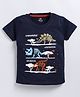 FUN A2Z Cotton Sinker Half Sleeves Dinosaurs Printed Tee - Navy Blue