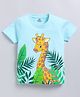FUN A2Z Cotton Sinker Half Sleeves Baby Giraffe Printed Tee - Sky Blue