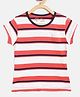 Femea Cotton Half Sleeves Striped Top - White & Red