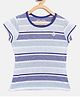 Femea Cotton Half Sleeves Striped Top - Sky Blue