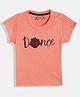 Femea Cotton Half Sleeves Dance Text Printed Top - Peach