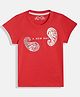 Femea Cotton Half Sleeves A New Day Text Printed Top - Red