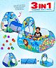 Fiddlerz Play Tent 3 in 1 Jungle Adventure with Tunnel Ball Pit Basketball Hoop Foldable Indoor Outdoor Activity Set for Kids Boys Girls Fun Playhouse Cute Animal Prints(Balls not Included)