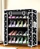 Fiddlerz Shoe Rack 4 Shelves with Zip Door Cover Side Pockets PP Collapsible Shoes Shelf/Shoerack Multiuse Storage Organizer for Footwear Toys Clothes