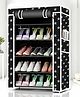 Fiddlerz Shoe Rack 5 Shelves with Zip Door Cover Side Pockets PP Collapsible Shoes Shelf/Shoerack Multiuse Storage Organizer for Footwear Toys Clothes