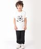 Anthrilo Blended Half Sleeves Football Printed Tee & Joggers Set - White & Black
