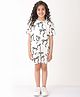 Anthrilo Blended Half Sleeves Building Bows Printed Coordinating Tee & Shorts Set - White
