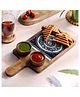 DULI Snacks Serving Wooden Platter with Enamel Coating with 2 Bowls for Home and Dining Table Décor