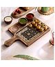 DULI Snacks Serving Wooden Platter with Enamel Coating with 3 Bowls for Home and Dining Table Décor