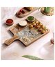 DULI Snacks Serving Wooden Platter with Enamel Coating with 3 Bowls for Home and Dining Table Décor