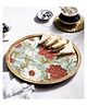 DULI Round Wooden Serving Platter with Enamel Coating for Home and Dining Table Décor