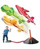 Azhari Rocket Launcher for Kids, Dinosaur Blaster Toy Stomp Start with 3 Launcher Outdoor Family Multiplayer Game for Kids Pack of 1 Color May Vary