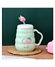 The Procure Store Cute Peach Printed Mug With Straw & motif- Green