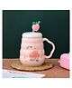 The Procure Store Cute Peach Printed Mug With Straw & motif- Pink