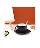 The Procure Store Ceramic Cup and Plate Set with Metal Spoon- Black