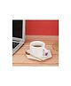 The Procure Store Ceramic Cup and Plate Set with Metal Spoon- White