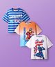 Pine Kids Marvel Single Jersey Knit Half Drop Shoulder Sleeves Oversized T-Shirts with Avengers Graphics & Stripes Pack of 3 - Blue White & Orange