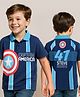 Pine Kids Marvel Terry Knit Half Sleeves Polo T-Shirt With Front And Back Avenger Iron Man Graphics - Blue