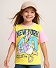Pine Kids Disney Single Jersey Knit Half Drop Shoulder Sleeves Oversized T-Shirt with Daisy Duck Graphics - Yellow
