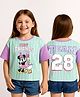 Pine Kids Disney Single Jersey Knit Oversized Drop Shoulder Half Sleeves T-Shirt With Front And Back Minnie Mouse Graphics - Aqua Blue
