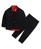 Lil' Homies Jacquard Full Sleeves Solid Soft Padded 3 Piece Party Suit Set With Tie - Black & Red