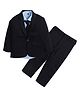 Lil' Homies Jacquard Full Sleeves Solid Soft Padded 3 Piece Party Suit Set With Tie - Navy Blue