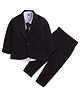 Lil' Homies Jacquard Full Sleeves Solid Soft Padded 3 Piece Party Suit Set With Tie - Wine