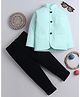 Lil' Homies Jacquard Full Sleeves Solid Coat With Pant Set - Mint Green