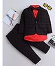 Lil' Homies Cotton Blend Full Sleeves Checked 3 Piece Part Suit With Bow Set - Black