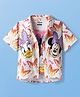 Pine Kids Disney Cotton Woven Half Sleeves Shirt with Singlet Sleeve Inner Tee & Mickey Mouse Print - White & Pink