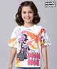 Pine Kids Disney Single Jersey Knit Half Drop Shoulder Sleeves Oversized T-Shirt with Front & Back Minnie & Friends Graphics - White